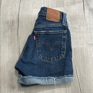 Levi's Indigo Blue Rolled Hem Denim Shorts